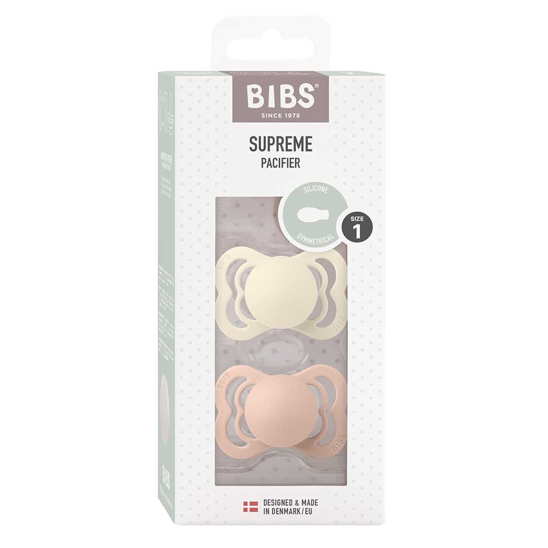 BIBS smokk 2-pakning Supreme 0-6m Silikon elfenben/blush