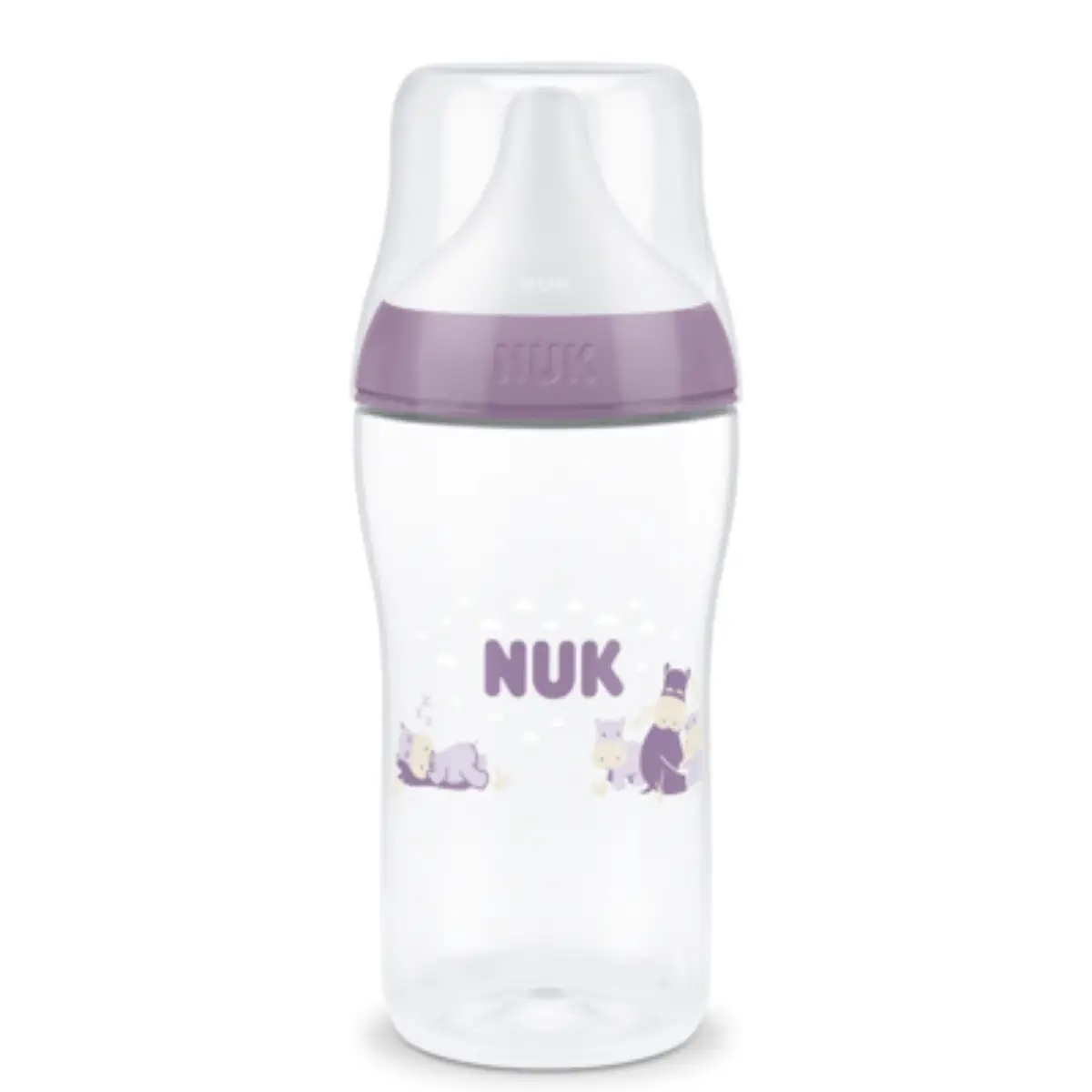 NUK Perfect Match-tåteflaske 260 ml, flodhest, 3 måneder+
