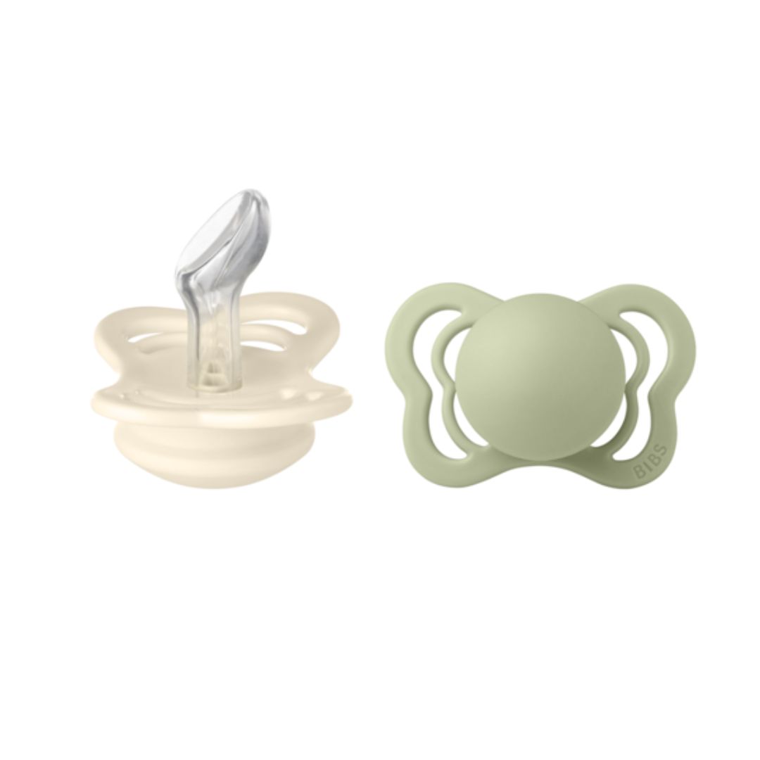 BIBS smokk Couture 2-pk silikon 0-6m Ivory/Sage