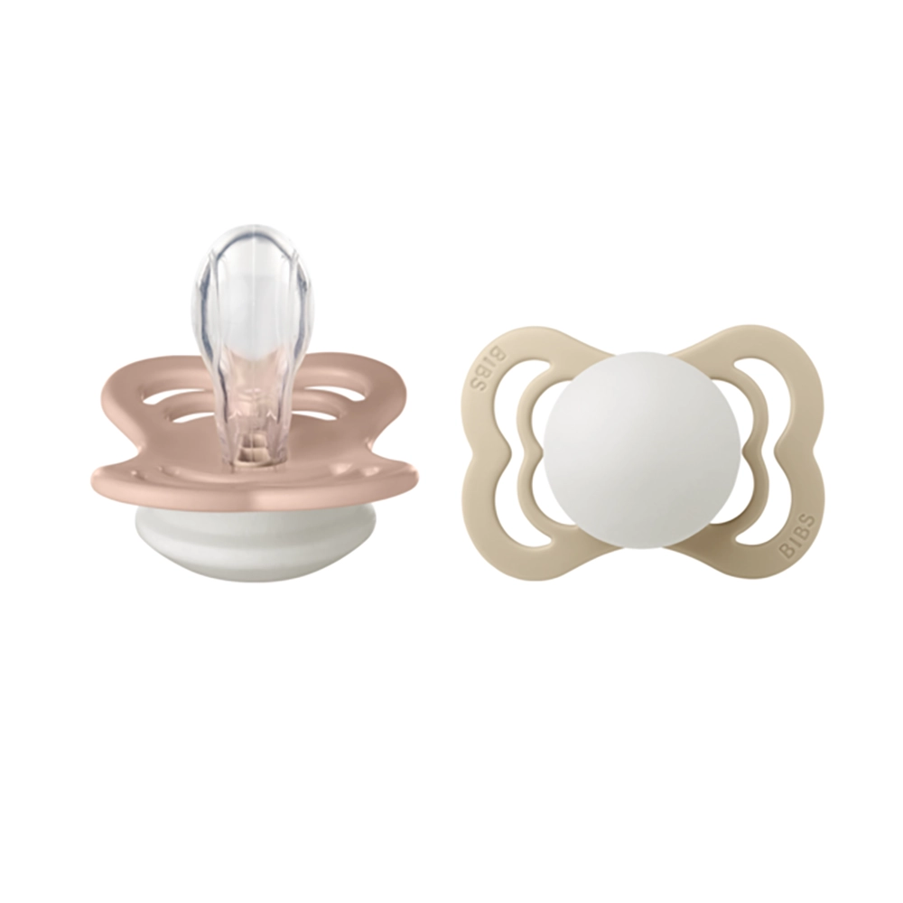 BIBS Supreme 2 PACK Silikon Størrelse 1 Blush GLOW/Vanilla GLOW