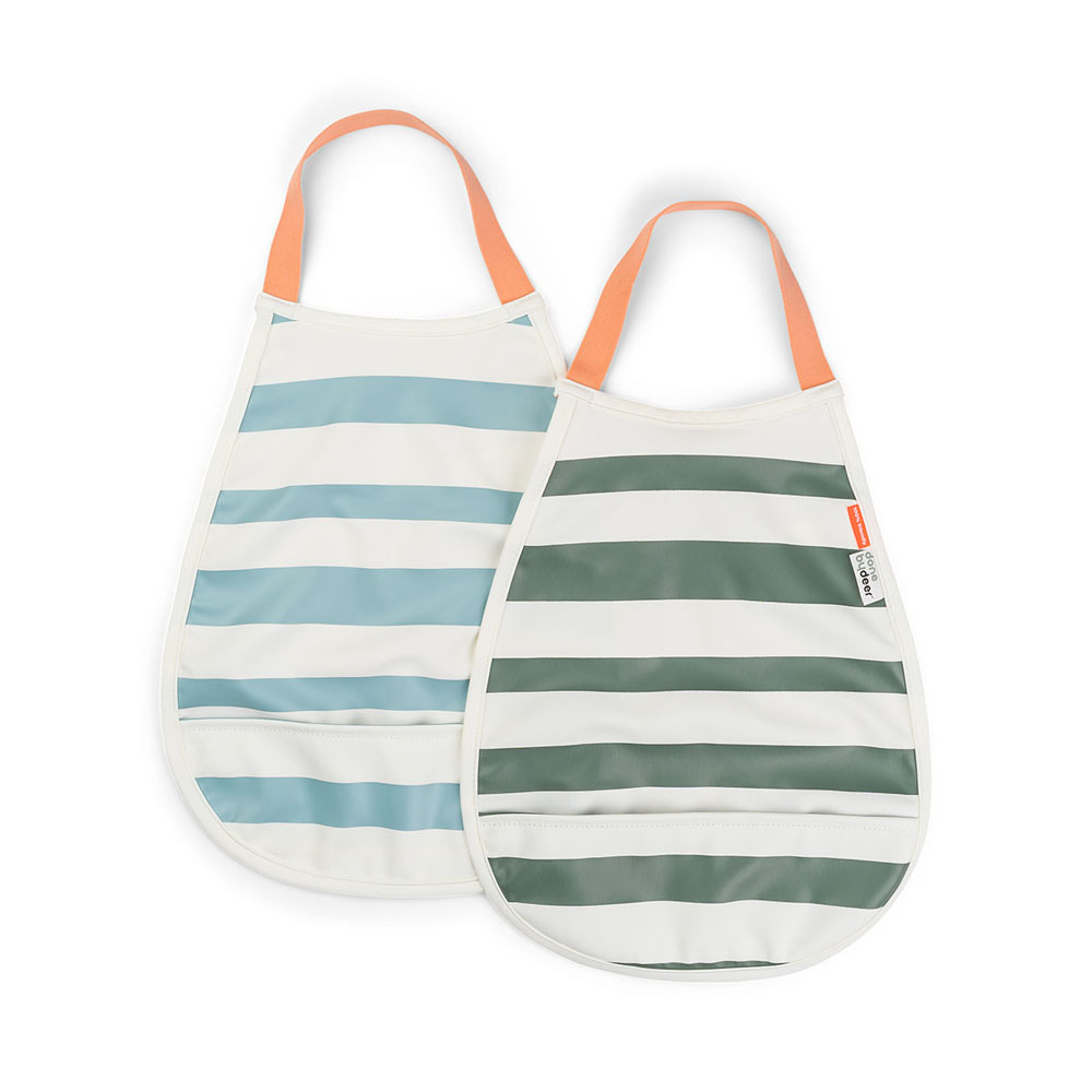 Done by Deer Pull-over smekke 2-pack Stripes Blue/Green