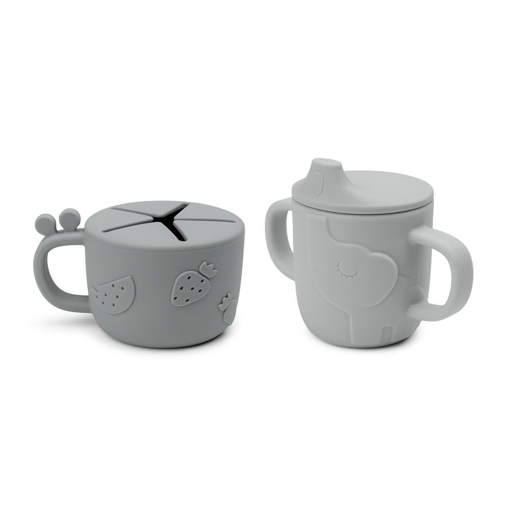 Done by Deer Peekaboo mugg/snack set Deer friends Grey