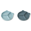 Liewood Stacy skiller sugeplate 2-pak Whale blue / Dove blue